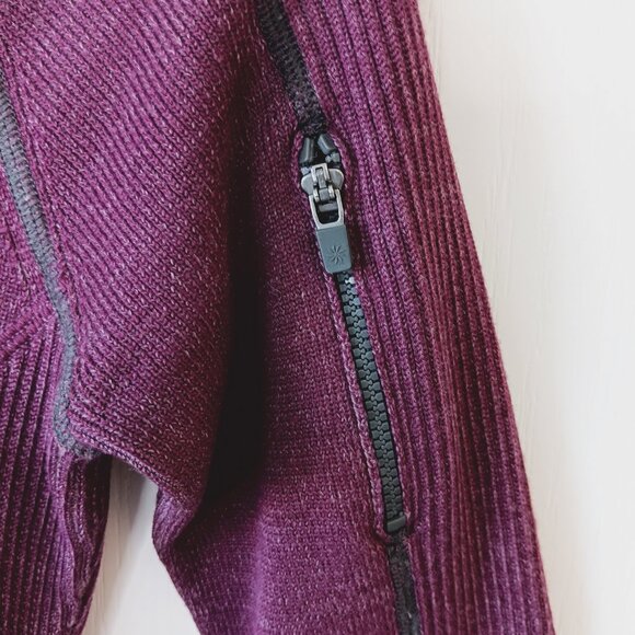 Athleta Women's Berry Purple Giant Slalom Zip Front Wool Blend Sweater Size S - Picture 7 of 16